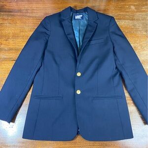 Boys Size 16 Lands' End Hopsack School Uniform Navy Wool Blend Blazer Jacket